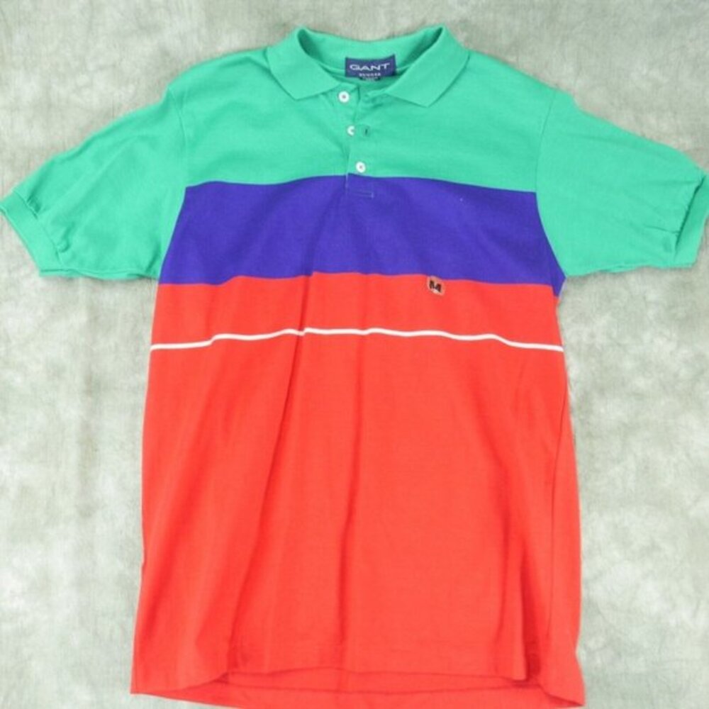 NWOT Gant Rugger Stripes Multicolor RETRO STYLE Polo‎ Pullover  NOS Size M   ANB